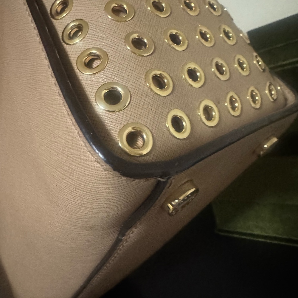 Michael Kors Beige Satchel with Gold Accents - Picture 8 of 11